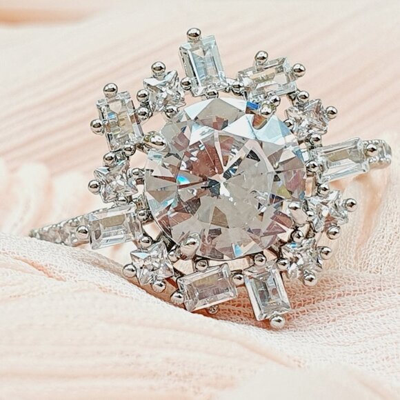 💍 High Quality Clear Stone Big Fashion Ring for Women, INDN8289 - Picture 3 of 4